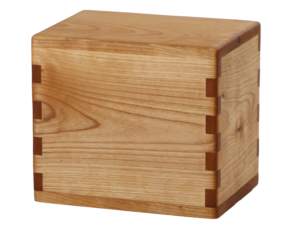 Classic cremation urn handmade with Alder.