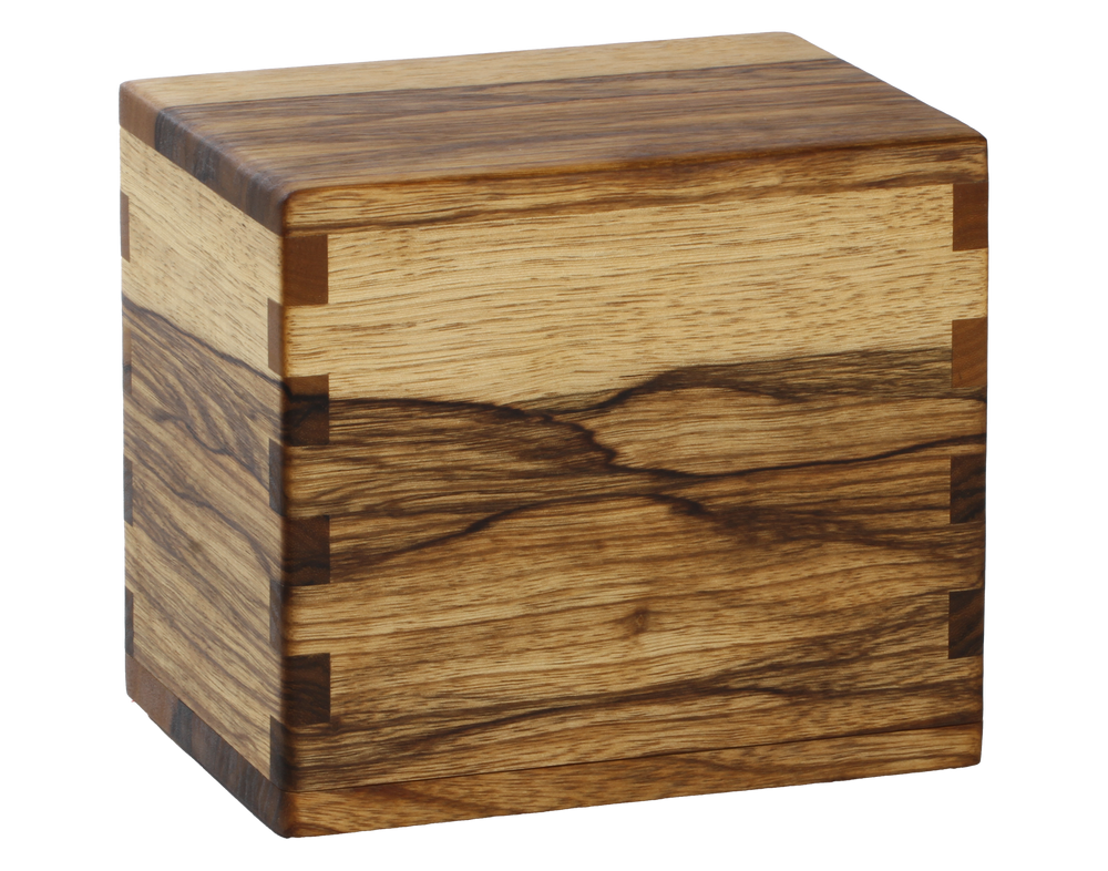 Classic cremation urn handmade with Black Limba.