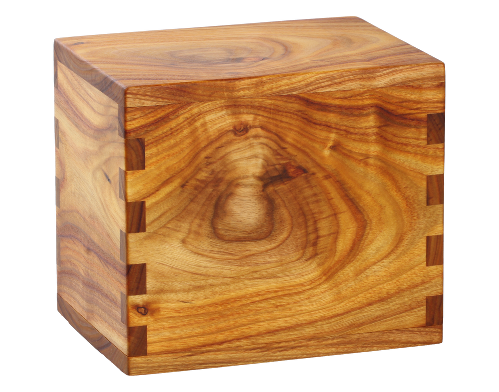 Classic cremation urn handmade with Canarywood.