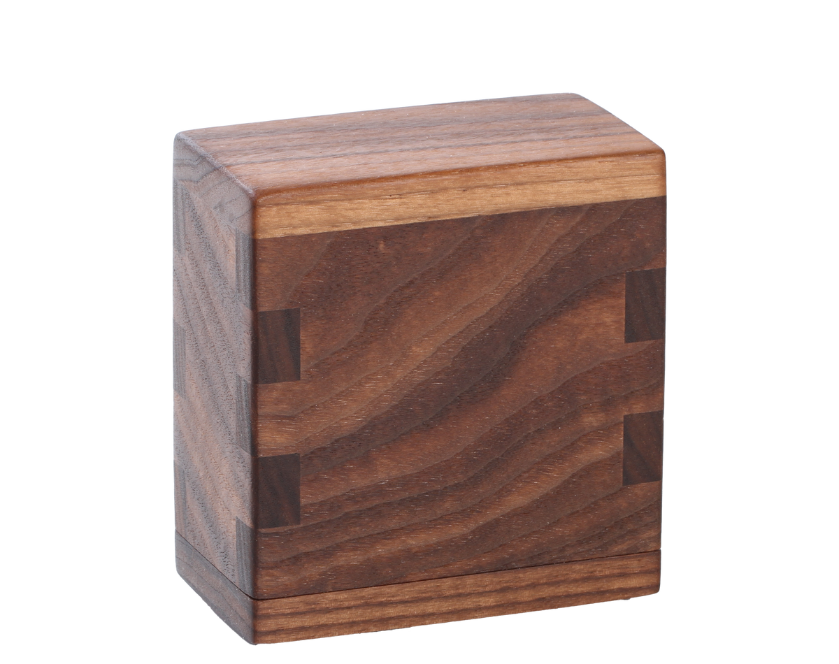 Wood keepsake cremation urn handcrafted in Walnut.