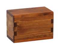 Wood pet cremation urn handcrafted in Canarywood.