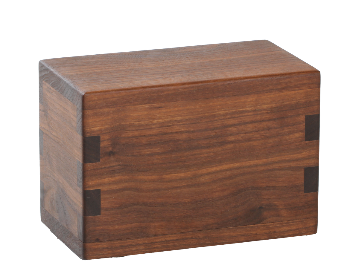 Wood pet cremation urn handcrafted in Walnut.