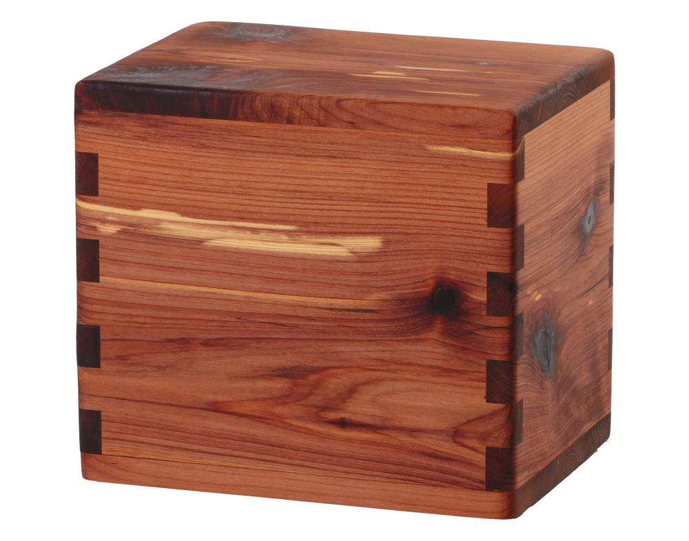 Classic cremation urn handmade with Red Cedar.