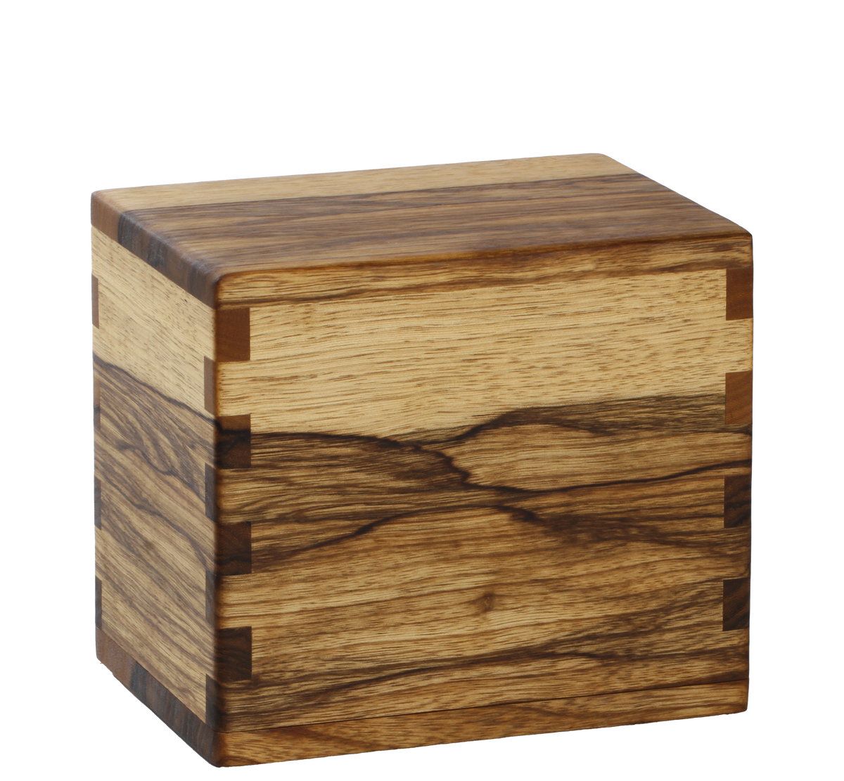 Wood cremation urn handcrafted in Black Limba.