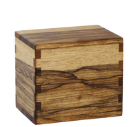 Wood cremation urn handcrafted in Black Limba.