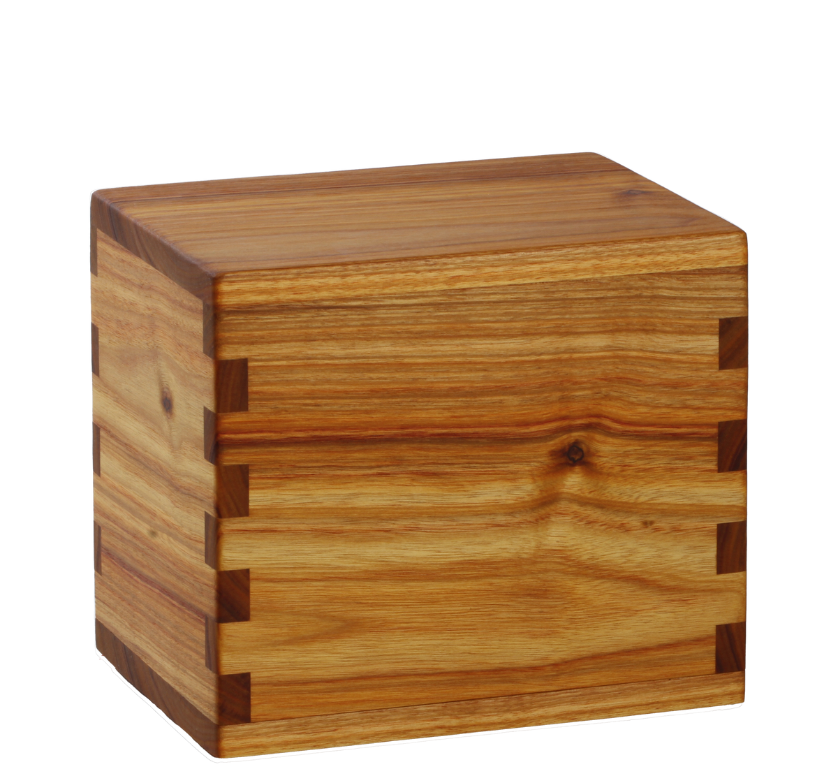 Wood cremation urn handcrafted in Canarywood.