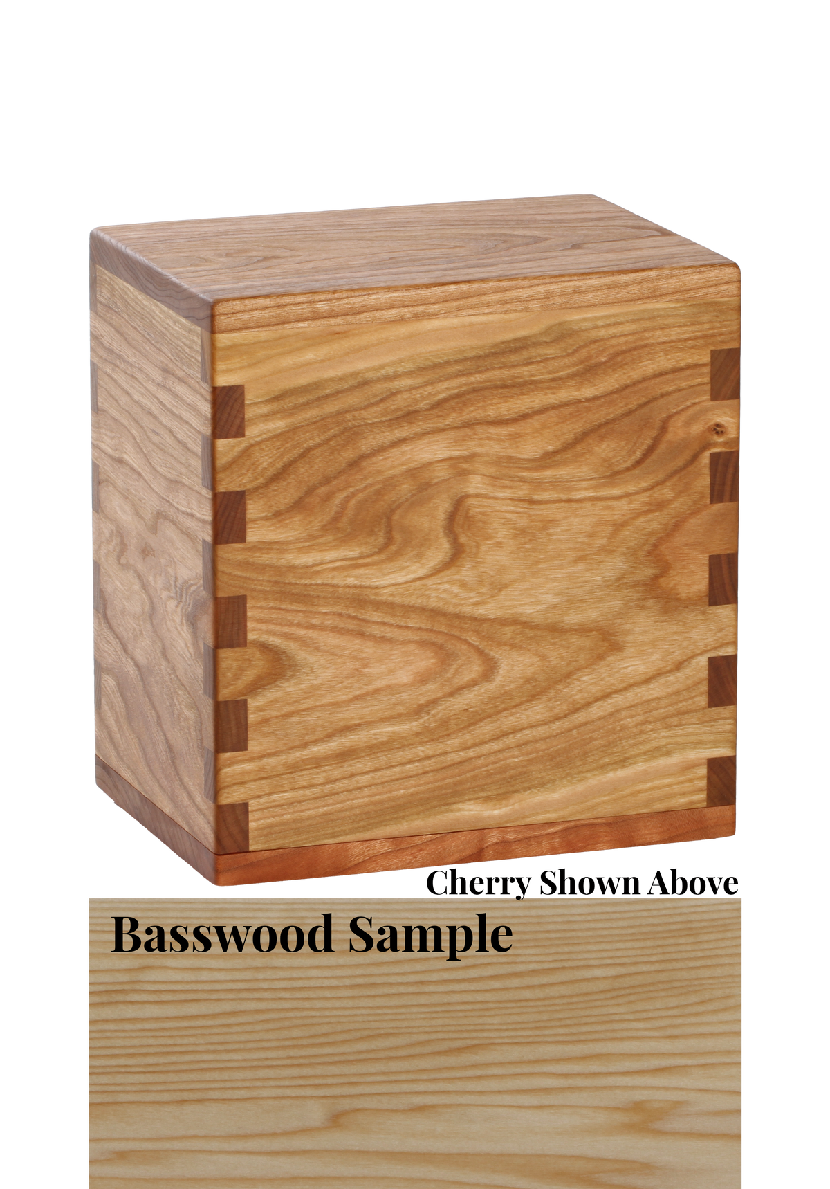 Wood cremation urn handcrafted in Basswood.