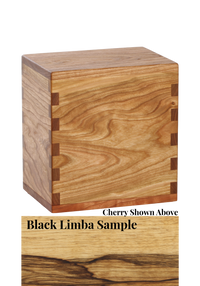 Wood cremation urn handcrafted in Black Limba.