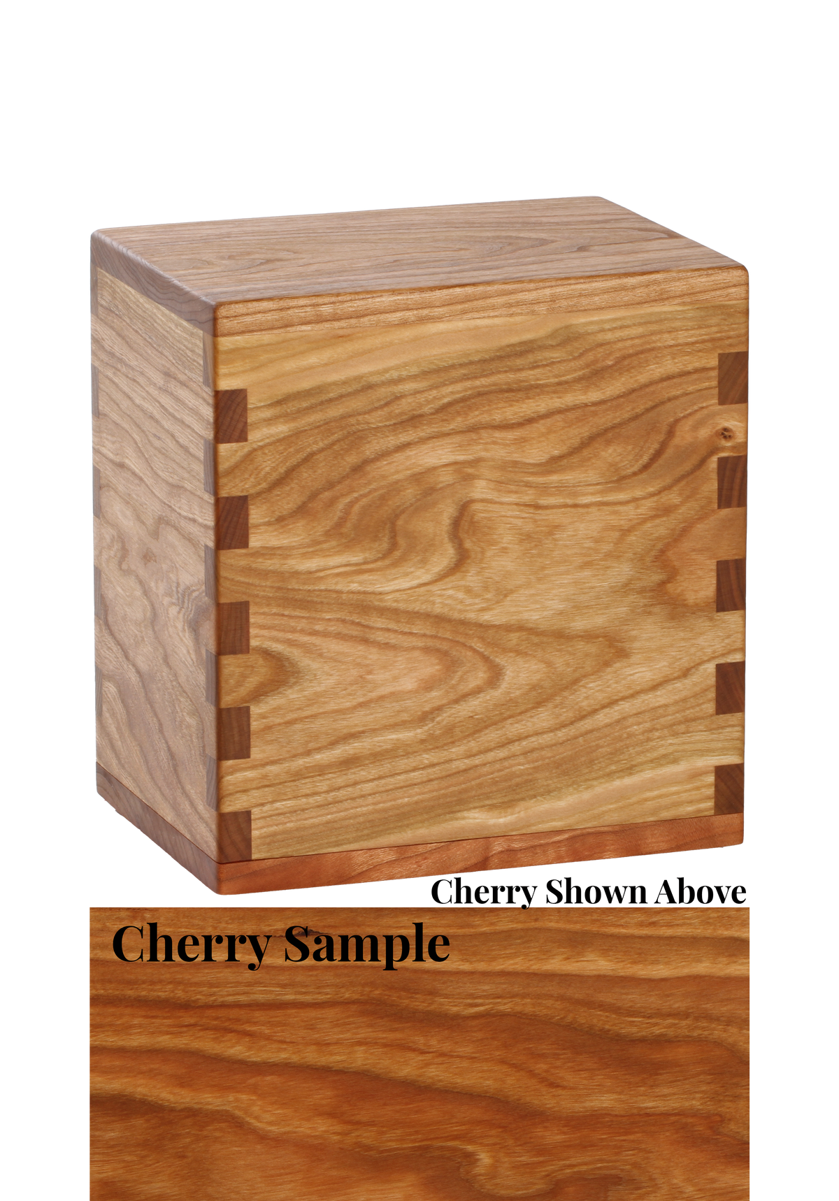 Wood cremation urn handcrafted in Cherry.