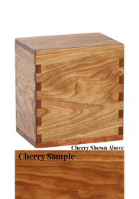 Wood cremation urn handcrafted in Cherry.