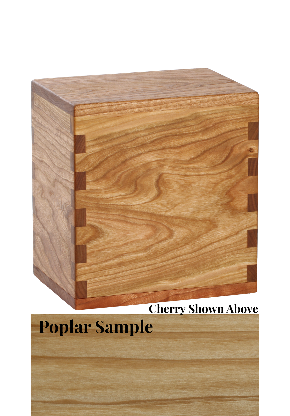 Wood cremation urn handcrafted in Poplar.