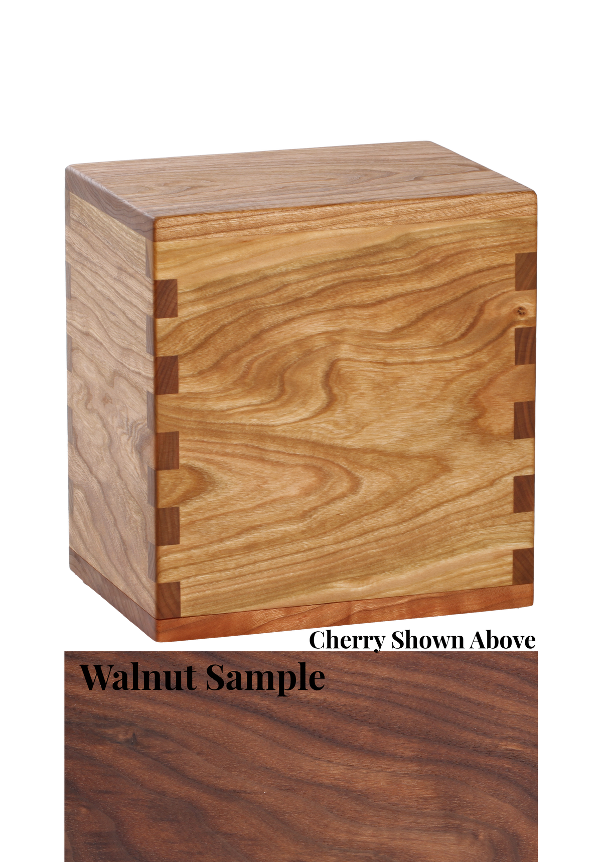 Wood cremation urn handcrafted in Walnut.