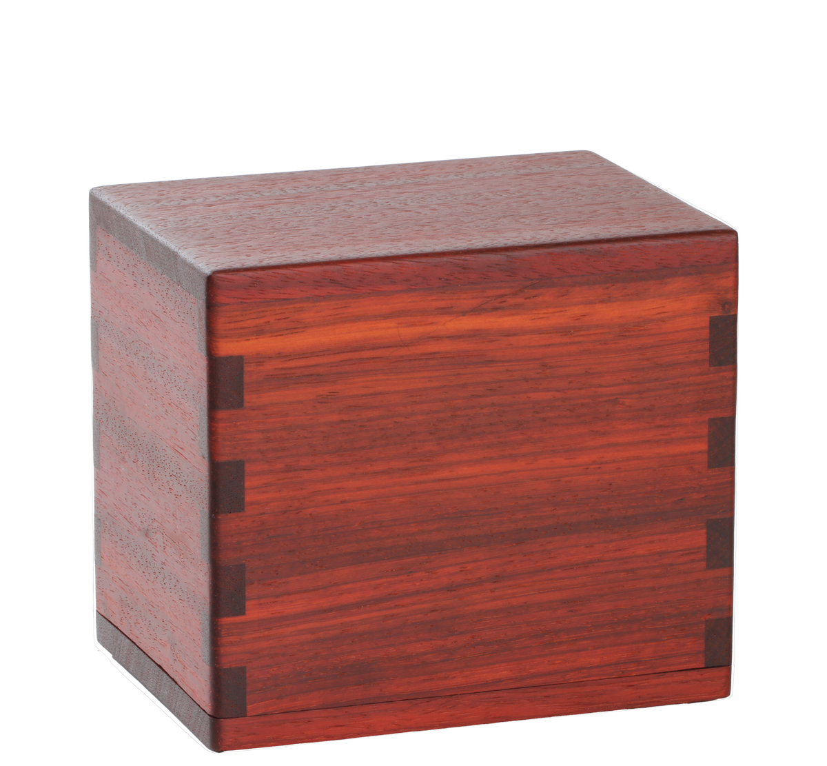 Wood cremation urn handcrafted in Padauk.