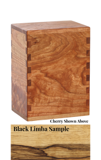 Wood cremation urn handcrafted in Black Limba.