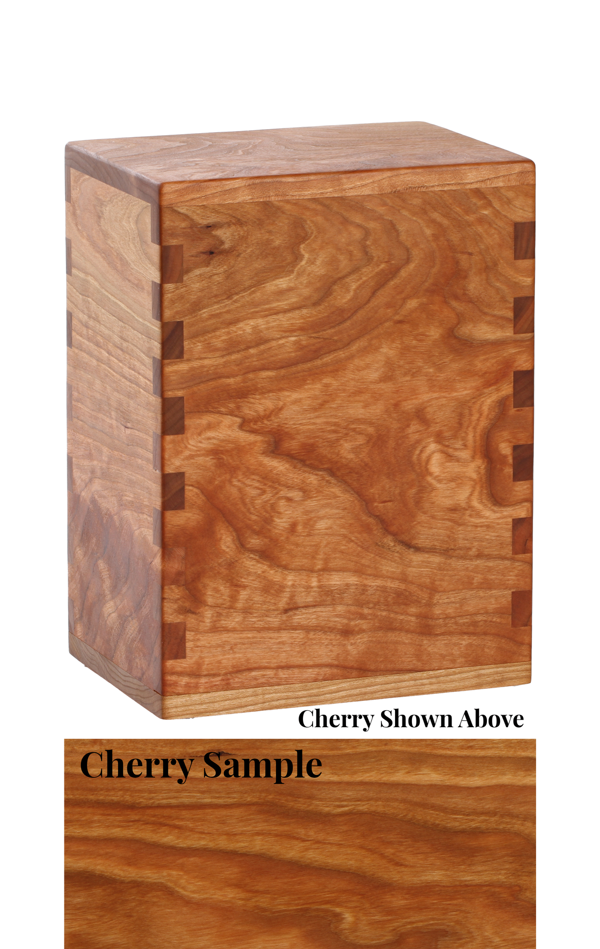 Wood cremation urn handcrafted in Cherry.