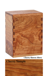 Wood cremation urn handcrafted in Cherry.