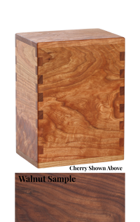 Wood cremation urn handcrafted in Walnut.