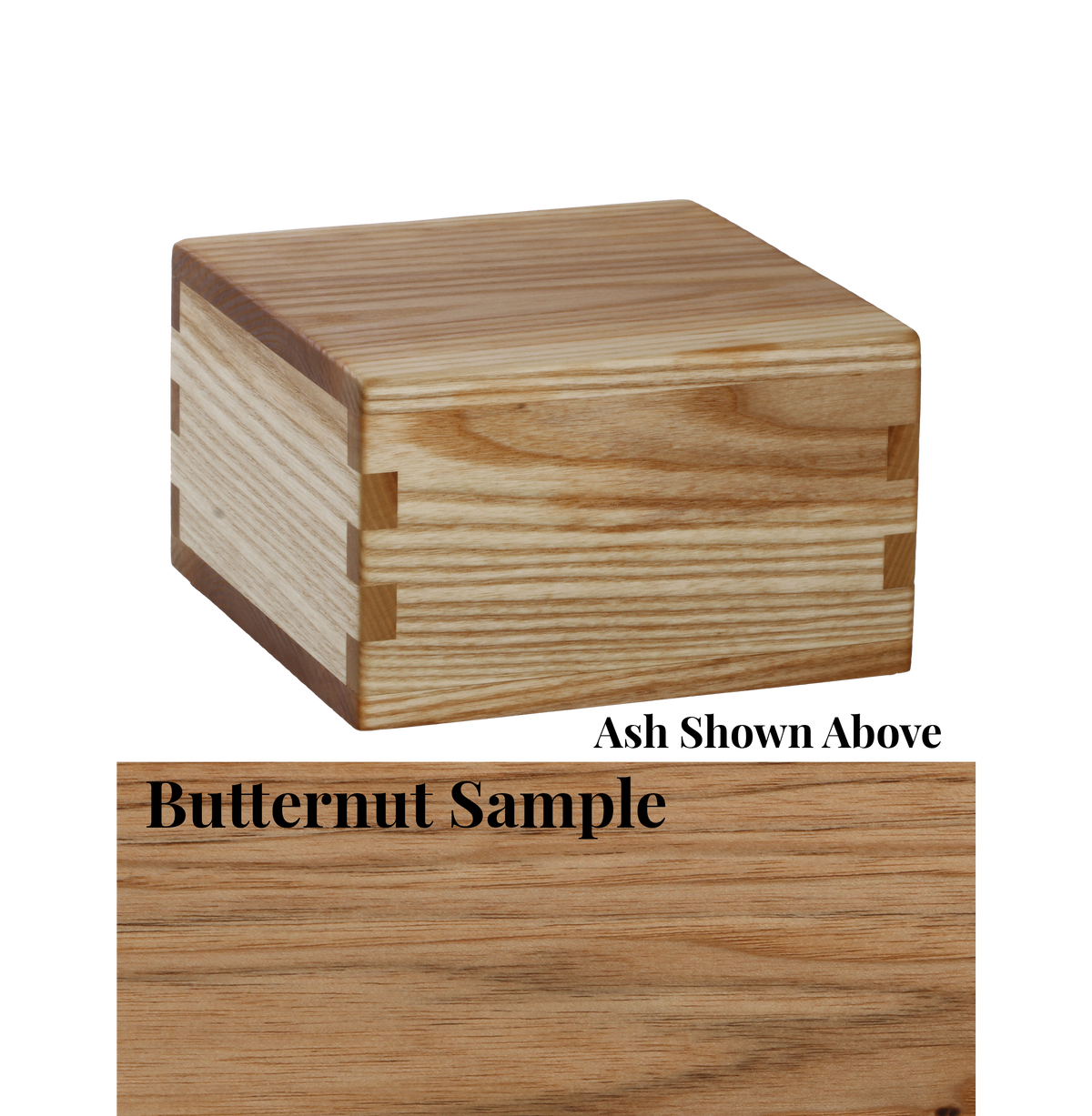 Wood cremation urn handcrafted in Butternut.