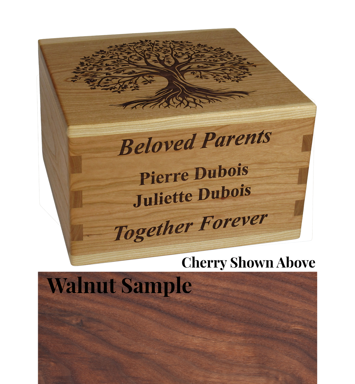 Wood cremation urn handcrafted in Walnut.