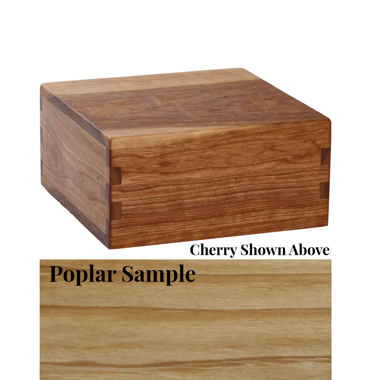 Wood cremation urn handcrafted in Poplar.