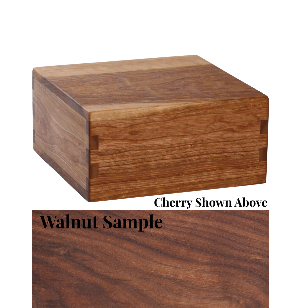 Wood cremation urn handcrafted in Walnut.