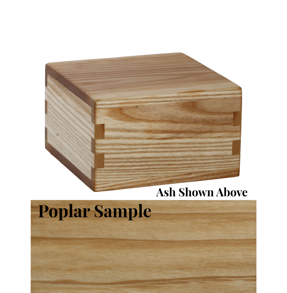 Wood cremation urn handcrafted in Poplar.