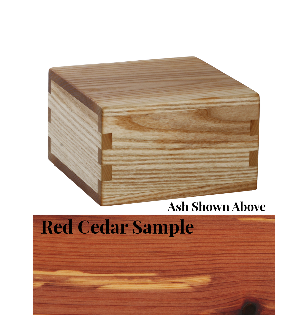 Wood cremation urn handcrafted in Red Cedar.