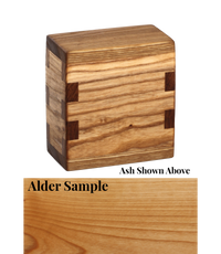 Wood keepsake cremation urn handcrafted in Alder.