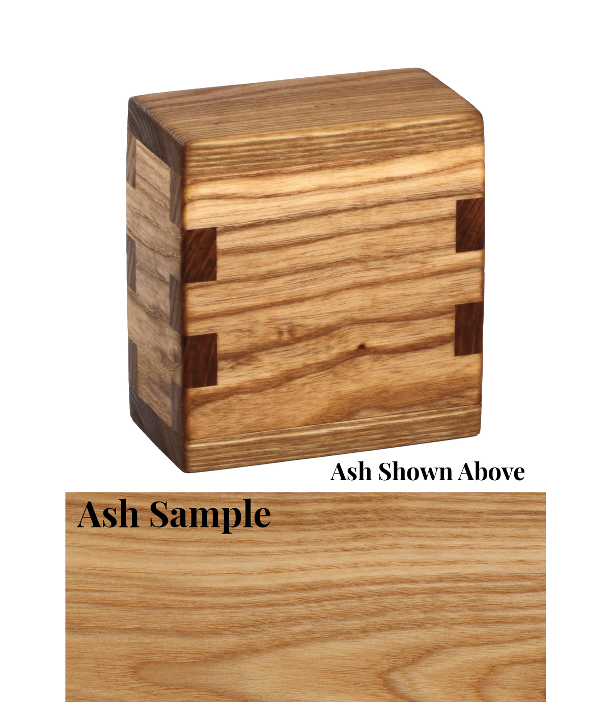 Wood keepsake cremation urn handcrafted in Ash.