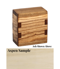 Wood keepsake cremation urn handcrafted in Aspen.