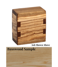 Wood keepsake cremation urn handcrafted in Basswood.