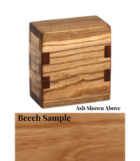 Wood keepsake cremation urn handcrafted in Beech.