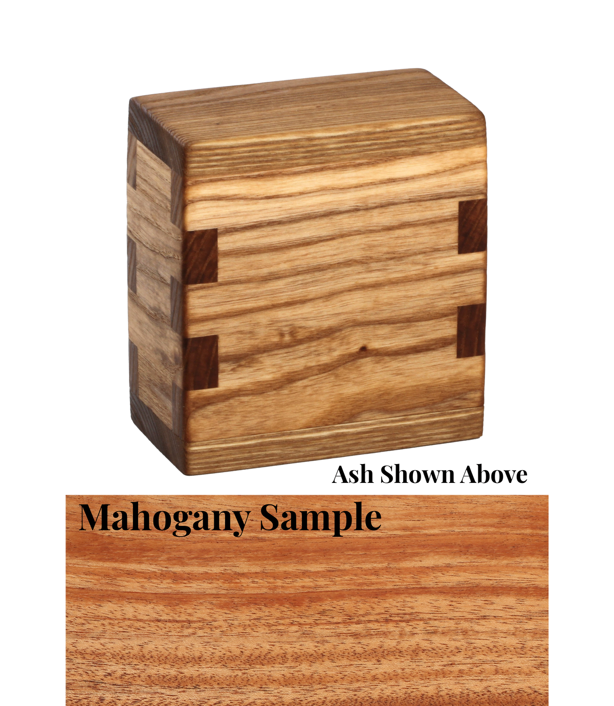 Wood keepsake cremation urn handcrafted in Mahogany.