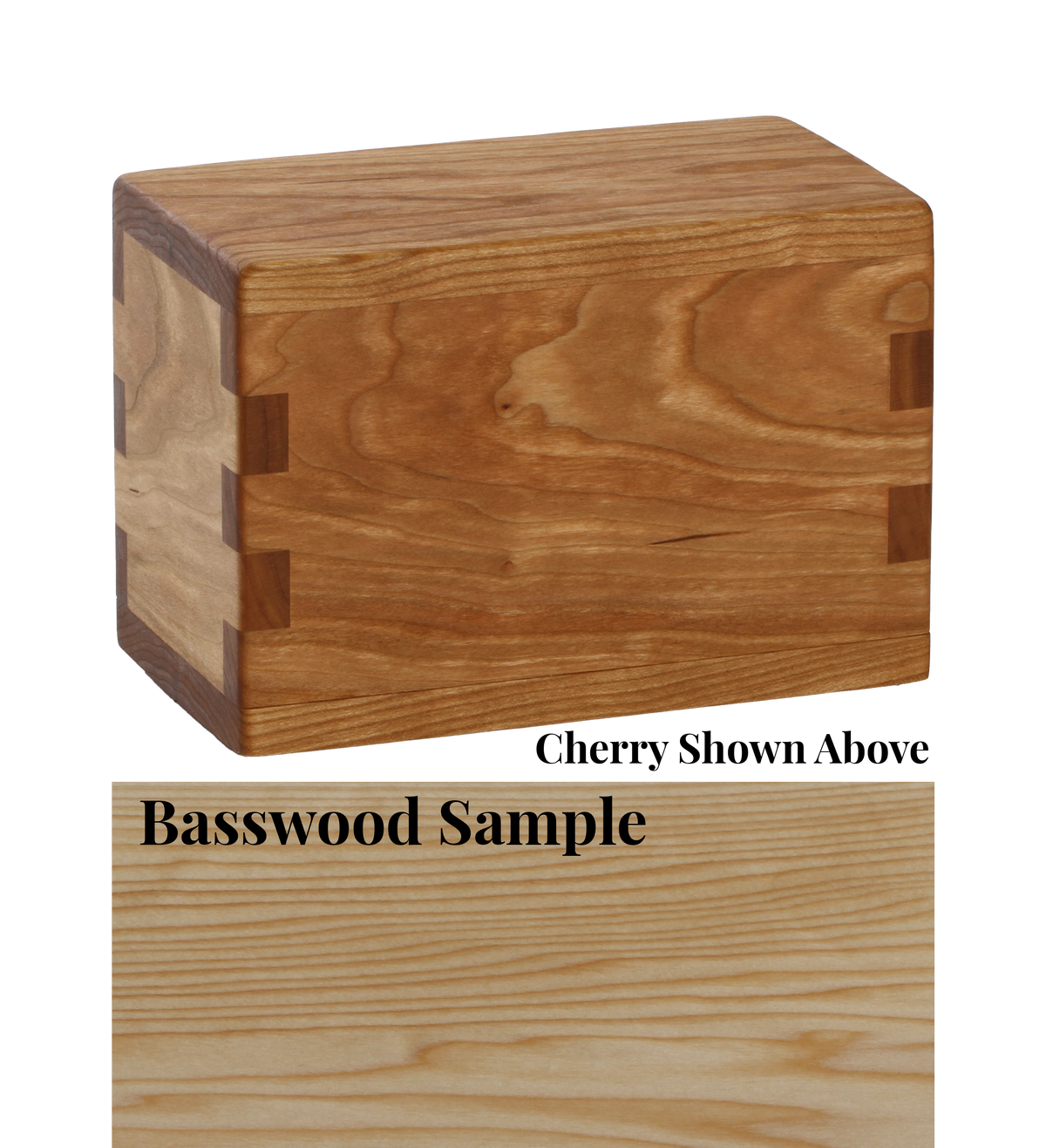 Wood keepsake cremation urn handcrafted in Basswood.