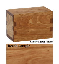 Wood keepsake cremation urn handcrafted in Beech.