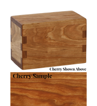 Wood keepsake cremation urn handcrafted in Cherry.