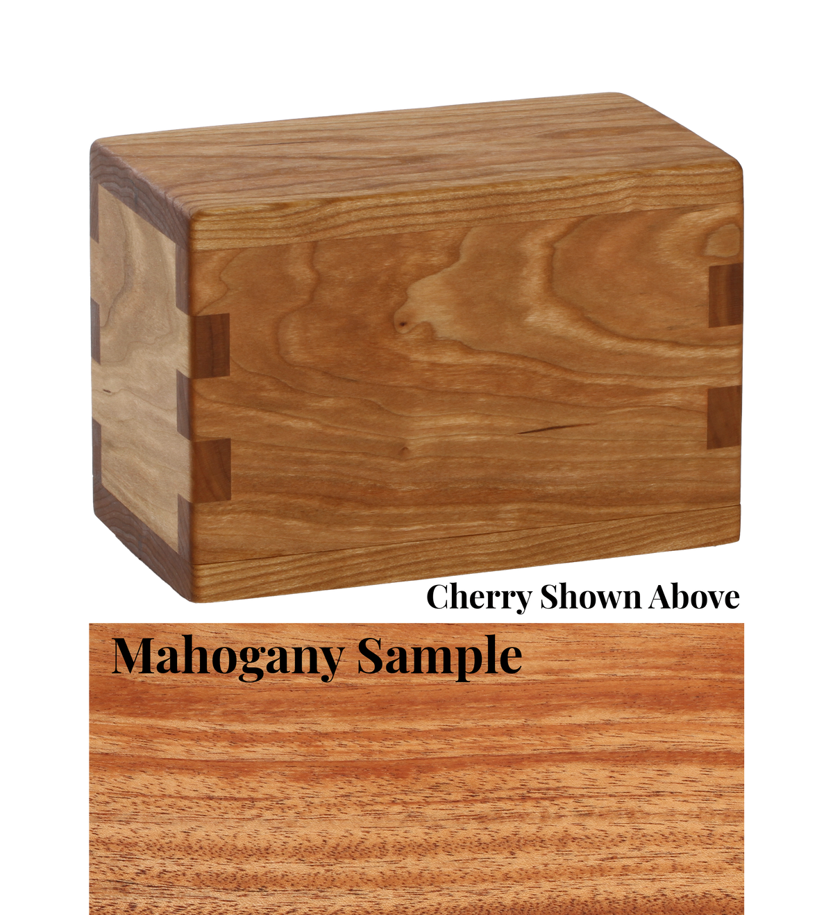 Wood keepsake cremation urn handcrafted in Mahogany.