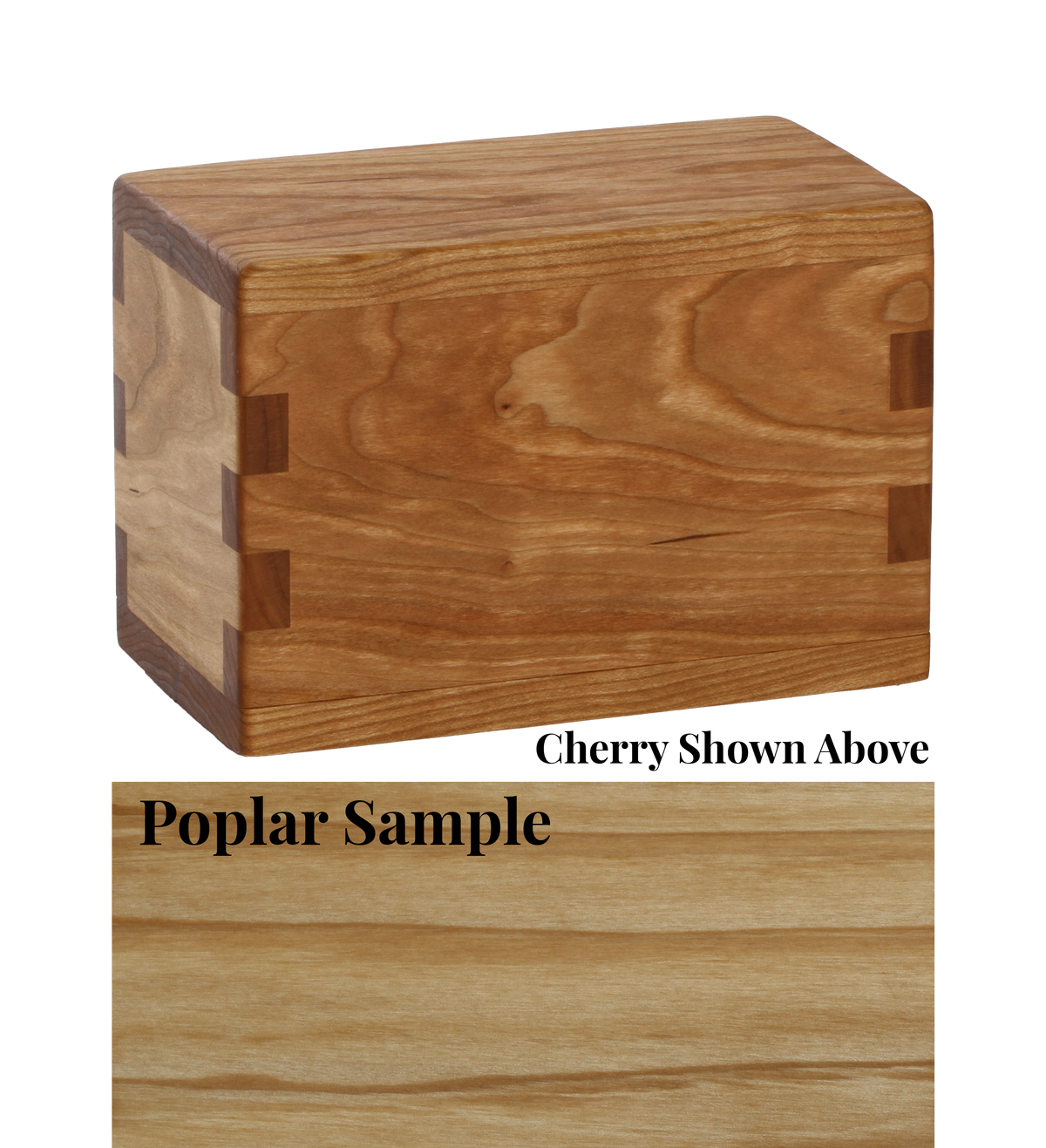 Wood keepsake cremation urn handcrafted in Poplar.