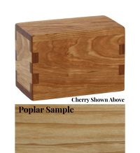 Wood keepsake cremation urn handcrafted in Poplar.