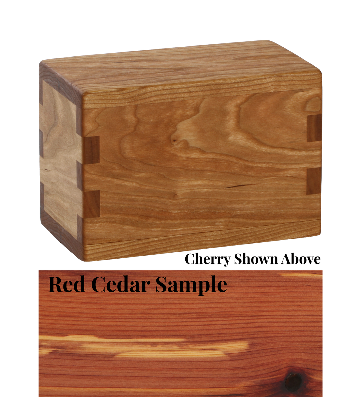 Wood keepsake cremation urn handcrafted in Red Cedar.