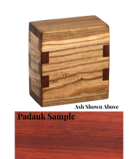 Wood keepsake cremation urn handcrafted in Padauk.