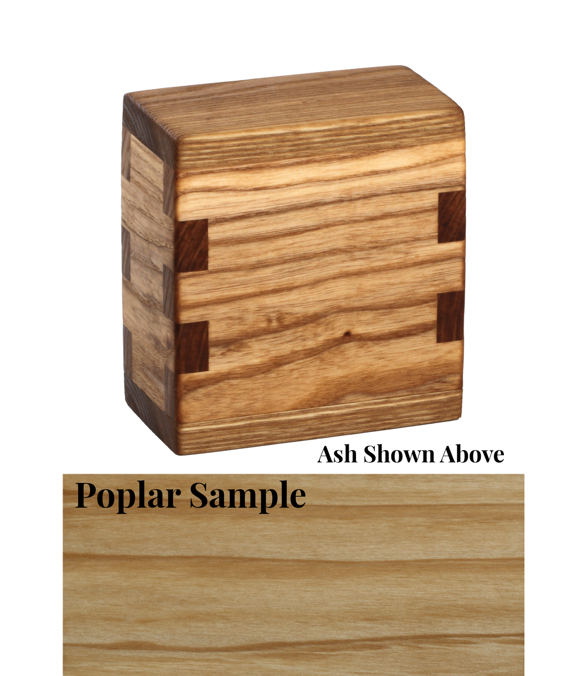 Wood keepsake cremation urn handcrafted in Poplar.