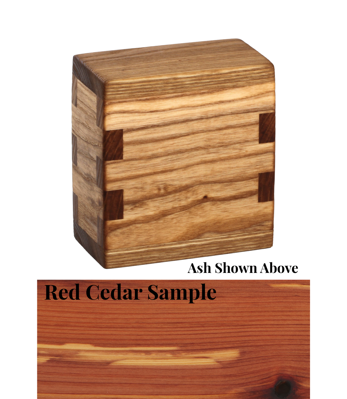 Wood keepsake cremation urn handcrafted in Red Cedar.