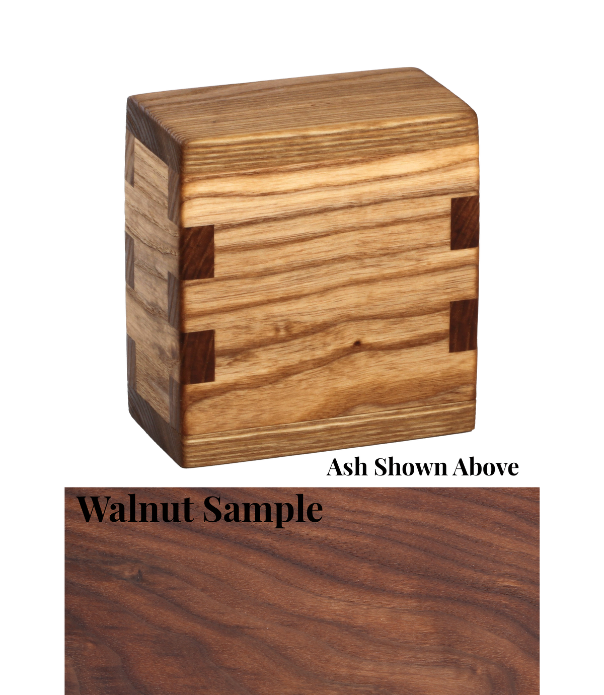 Wood keepsake cremation urn handcrafted in Walnut.