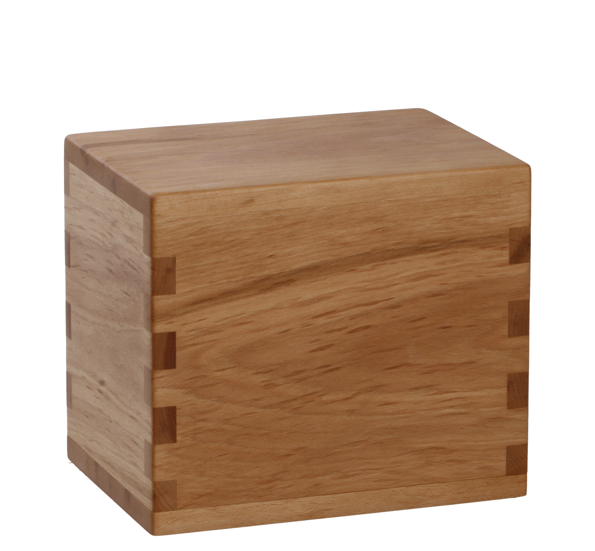 Wood pet cremation urn handcrafted in Beech.