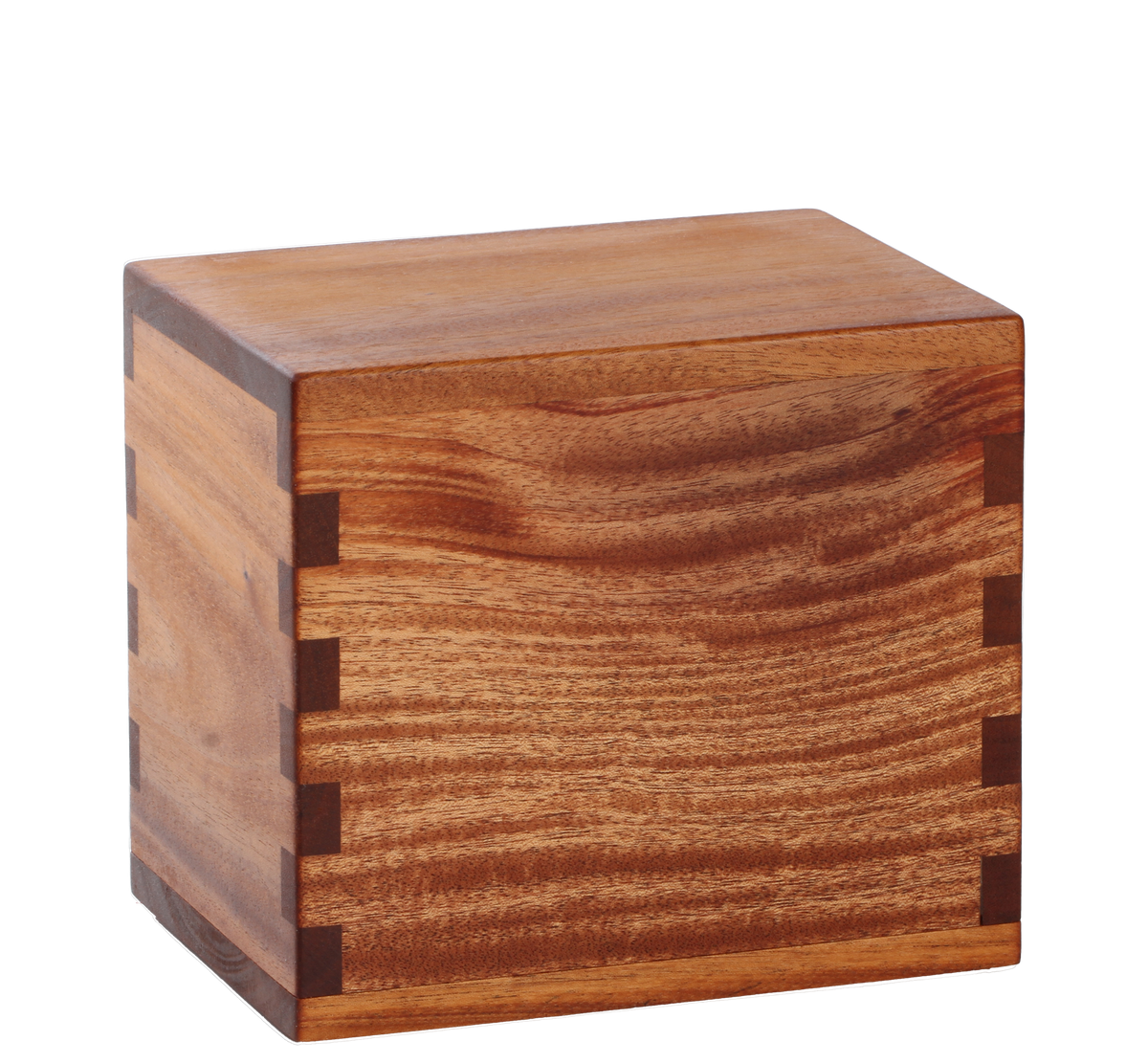 Wood pet cremation urn handcrafted in Mahogany.